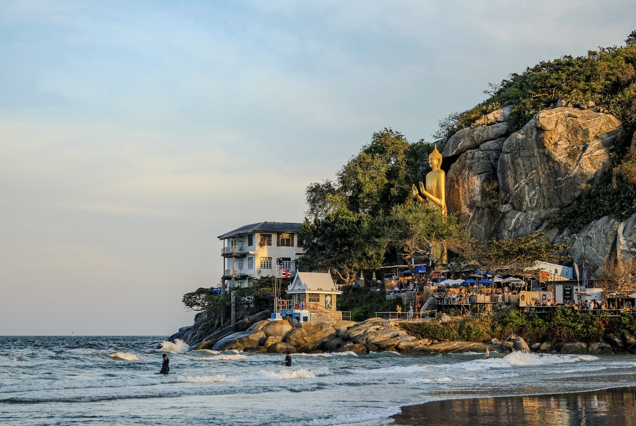 The town of Hua Hin with sea and beach views, a popular seaside destination in Thailand